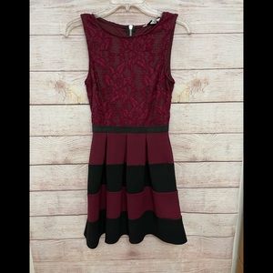 NWT Speechless A-Line Dress Wine/Bl Jr S  Lace Top